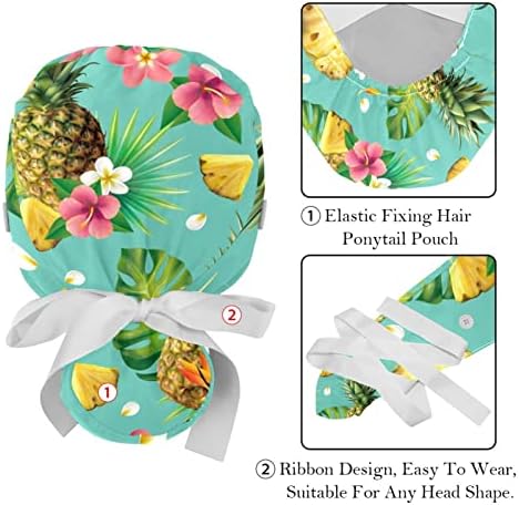 2 חתיכות פרחים ורודים פלמינגו כובע עבודה מתכוונן עם כפתור, כובע סיעוד עם רצועת זיעה