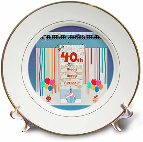 תמונת 3 של תמונת יום הולדת 40, קאפקייקס, נר, בלונים, מתנה, זרמים - צלחות