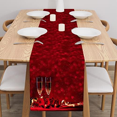 חג האהבה עלה לב שולחן רץ אדום 72 סנטימטרים ארוך אוכל שולחן קישוט למטבח חג מסיבת חתונה מקורה חיצוני דקור