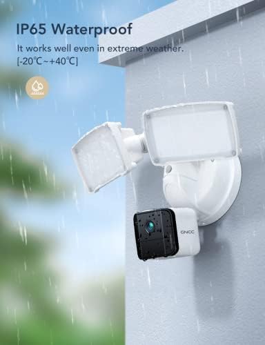 מצלמת Floodlign של GNCC לאבטחה ביתית, WiFi מצלמת אבטחה WiFi CCTV חיצונית חיצונית, 1080p מלא HD, תאורה חכמה, ראיית לילה