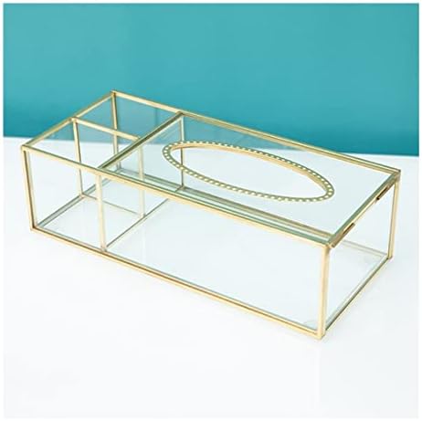קופסת רקמות זהב של Dingzz, קופסת רקמות נייר זכוכית ברורה מלבנית למתקן רקמות ביתי קופסת רקמות גיאומטרית זכוכית גיאומטרית