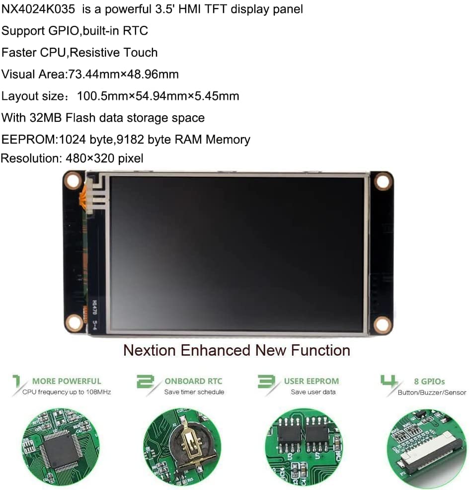 Ferwooh אנגלית Nextion משופרת 3.5 '' HMI USART UART סידורי TFT TATT תצוגת מודול לוח המסך עבור ARDUINO Raspberry Pi ESP8266