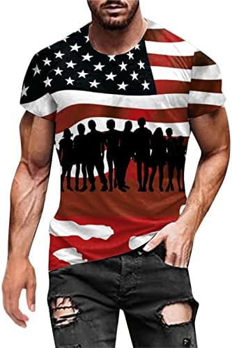 חולצות T פטריוטיות של Ruiruilico לגברים 4 ביולי אמריקה דגל הקיץ שרוולים קצרים חולצות להירגע בכושר גרפי תלת מימד הדפסים