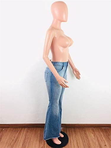 נשות Andongnywell רופפות קז'ואל מתיחה מותנית גבוהה מכנסי ג'ינס מפוספס